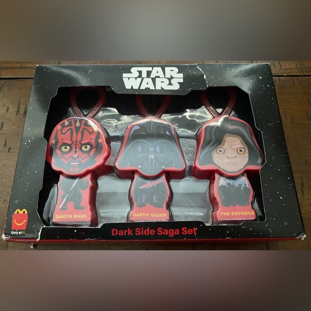 •NIB•2019 McDonald's Exclusive Star Wars Dark Side Saga Set of 3 Backpack Clips